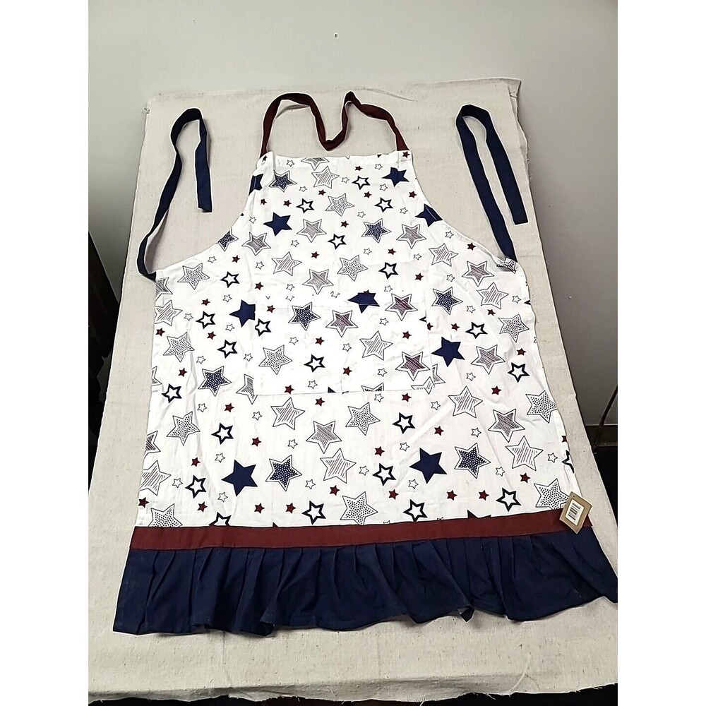 NWT Backroads Collection Patriotc Full Apron with 2 Front Pockets Stars